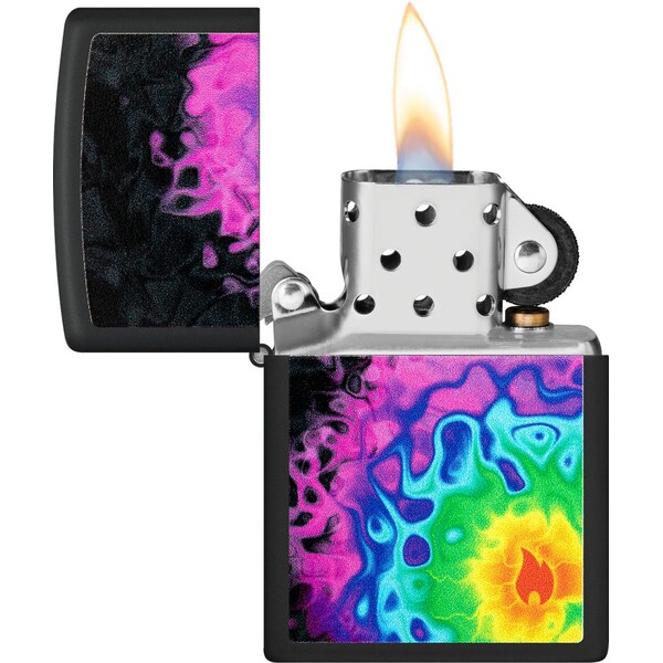 2024 Zippo Pattern With Flame Design, Black Matte